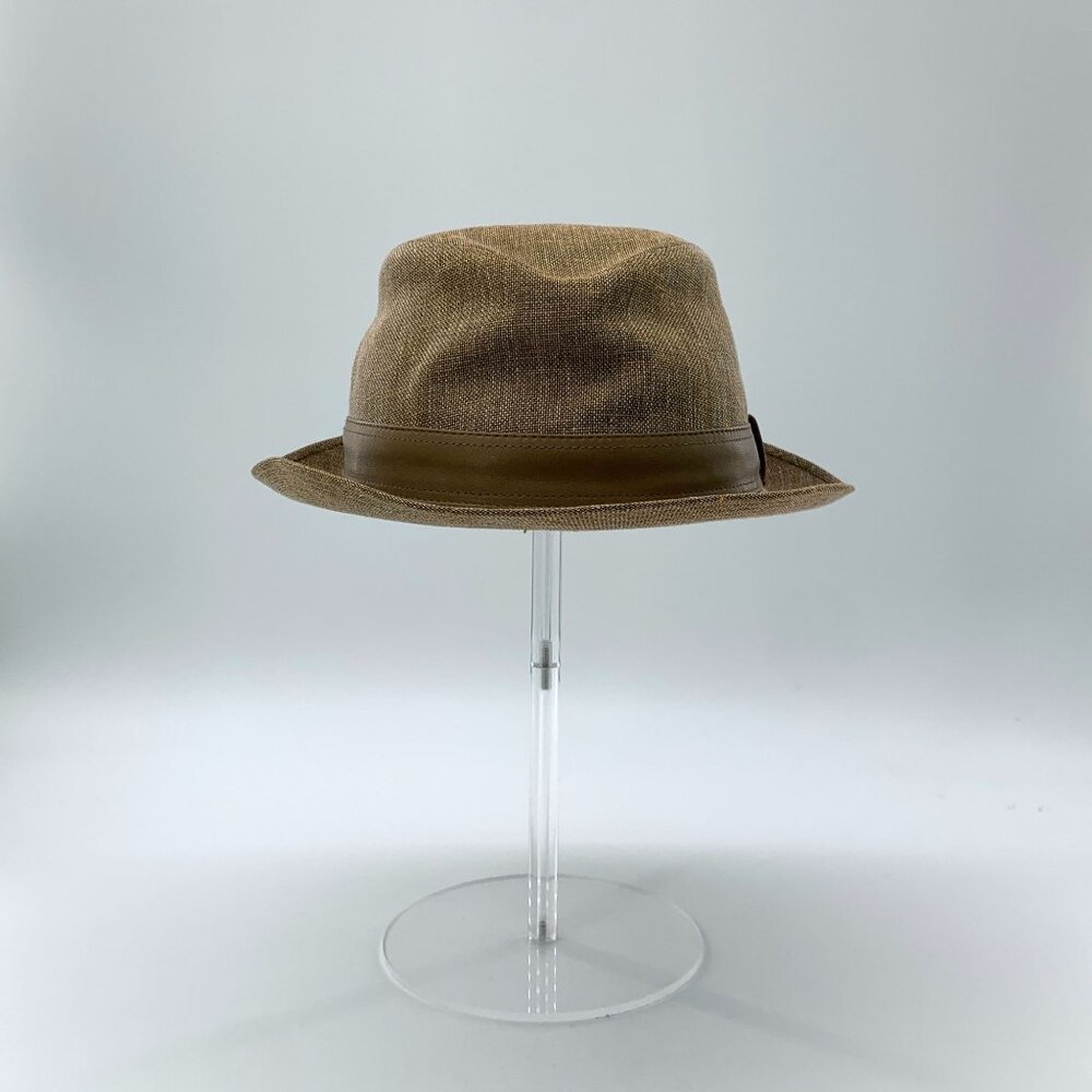 Hermès Brown Linen Casual Boater Hat, 60 cm circumference, Like-new condition, H